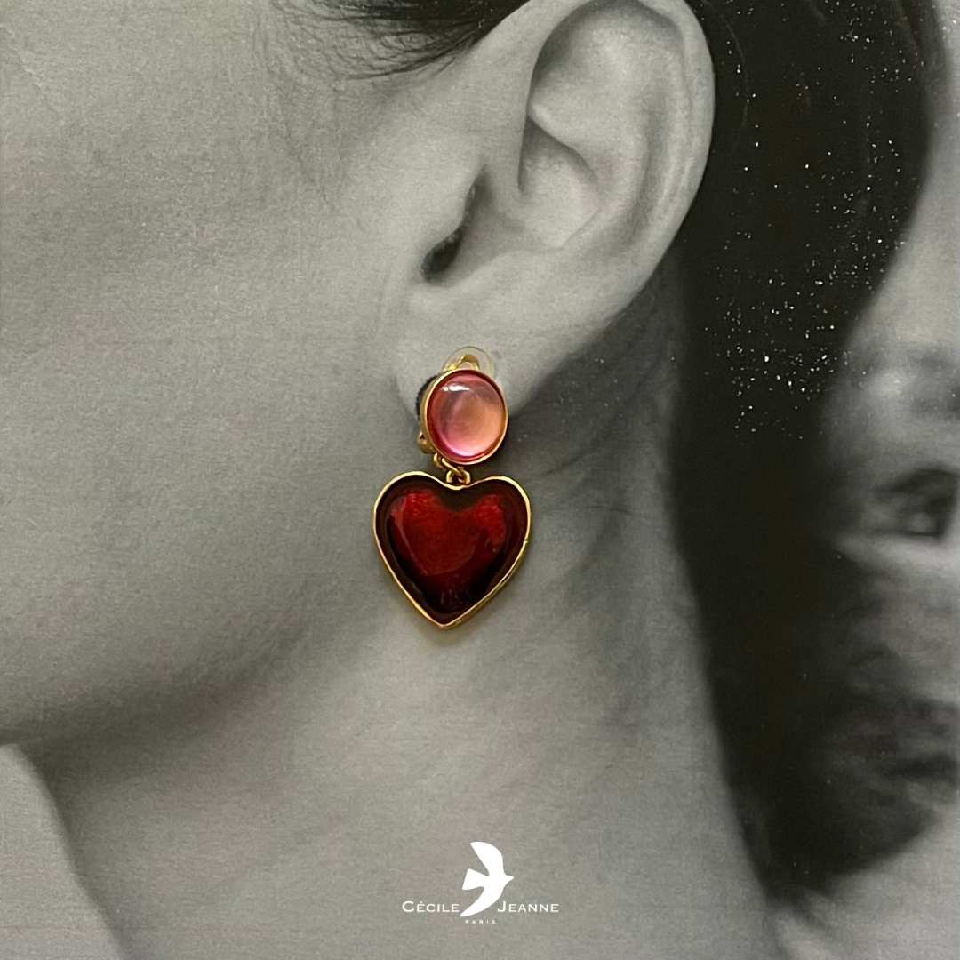 Gold Heart Clip-On Earrings