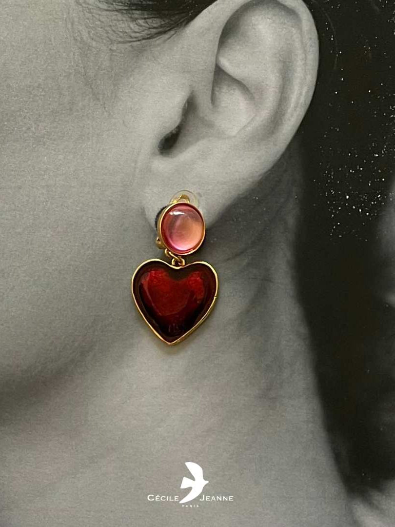 Gold Heart Clip-On Earrings