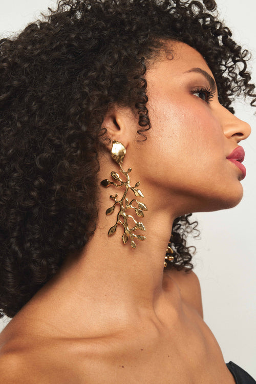 Boucles D'oreilles Clips Doré Végétal