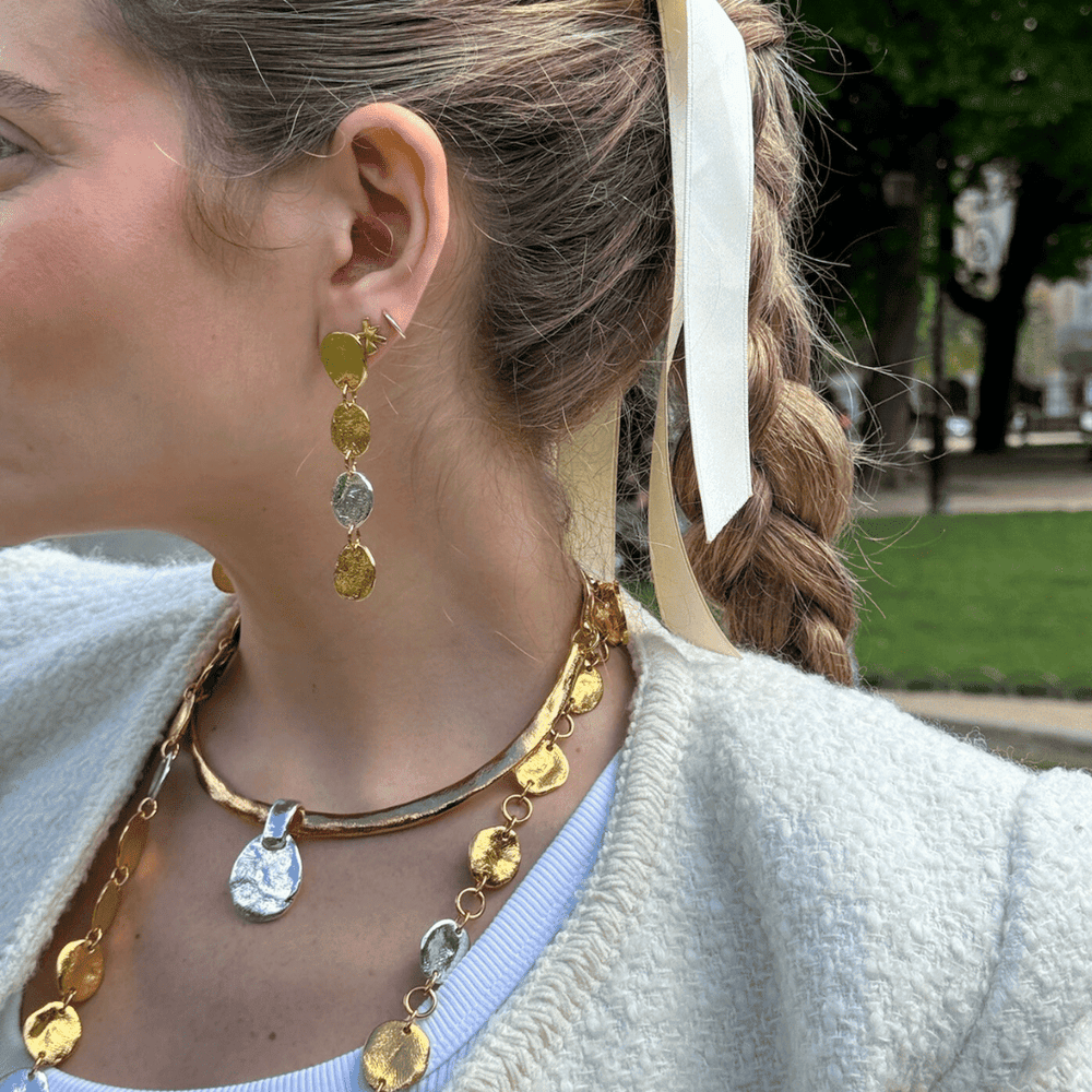 Gold and Silver Pierced Earrings A Thousand and One Nights