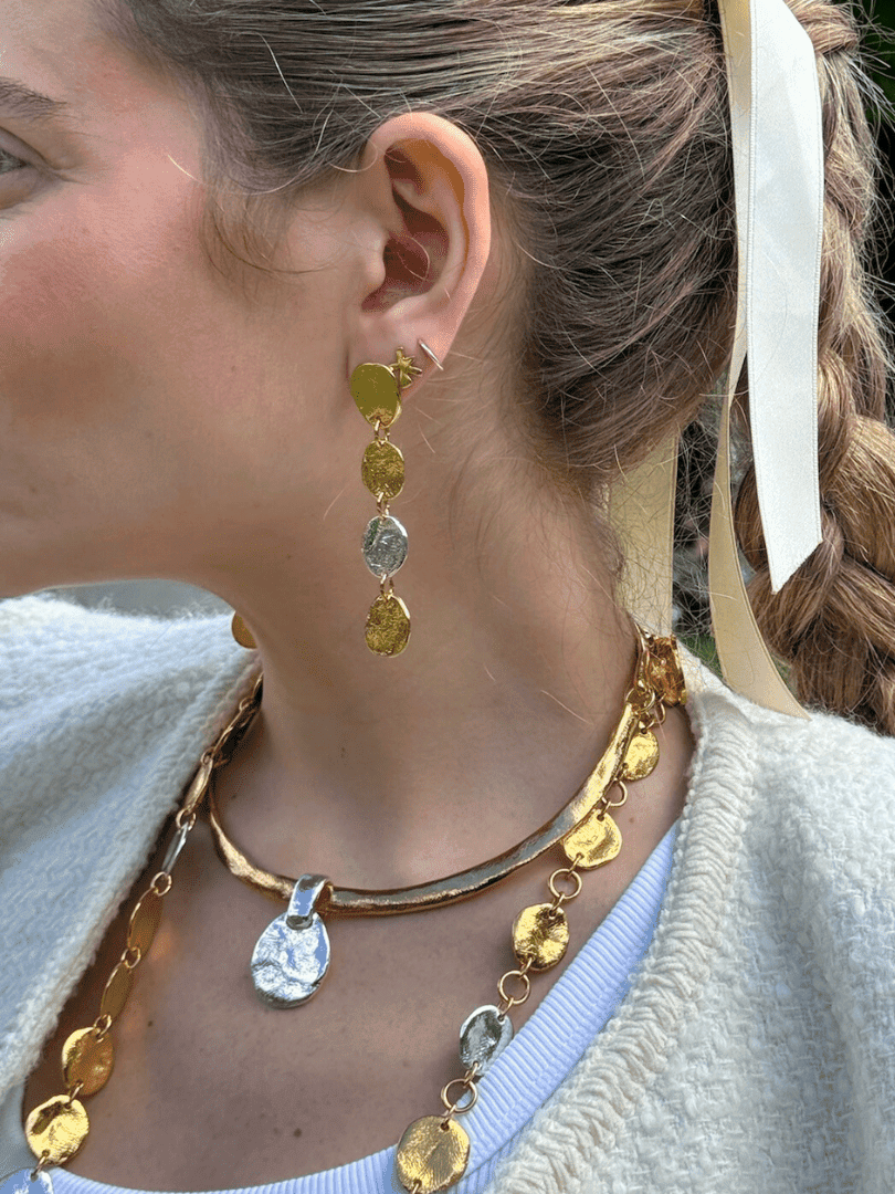 Gold and Silver Pierced Earrings A Thousand and One Nights