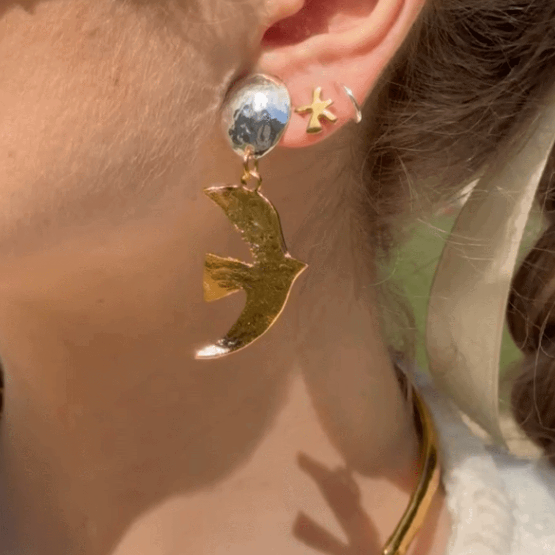 Clip-On Earrings Gold-Plated Silver Travel