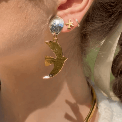 Clip-On Earrings Gold-Plated Silver Travel