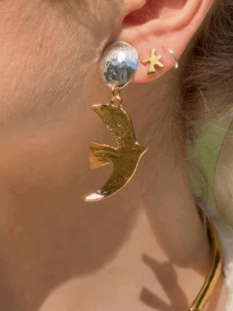 Boucles D'oreilles Clips Doré Argenté Voyage