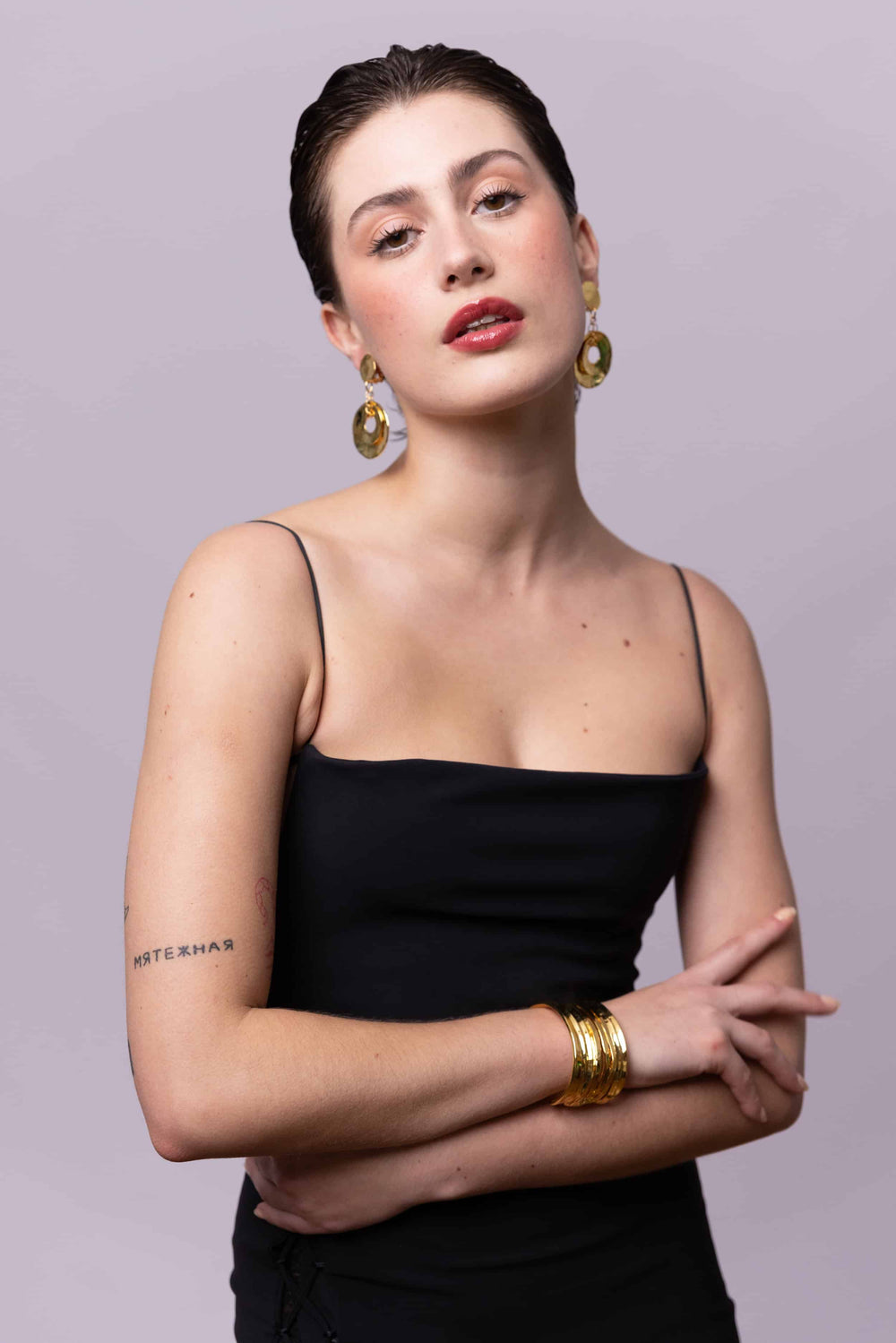 Boucles D'oreilles Clip Doré Voie Lactée