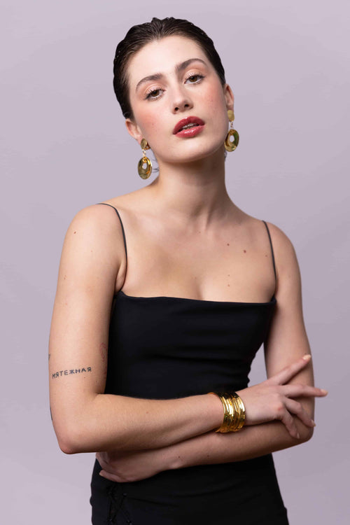 Boucles D'oreilles Clip Doré Voie Lactée