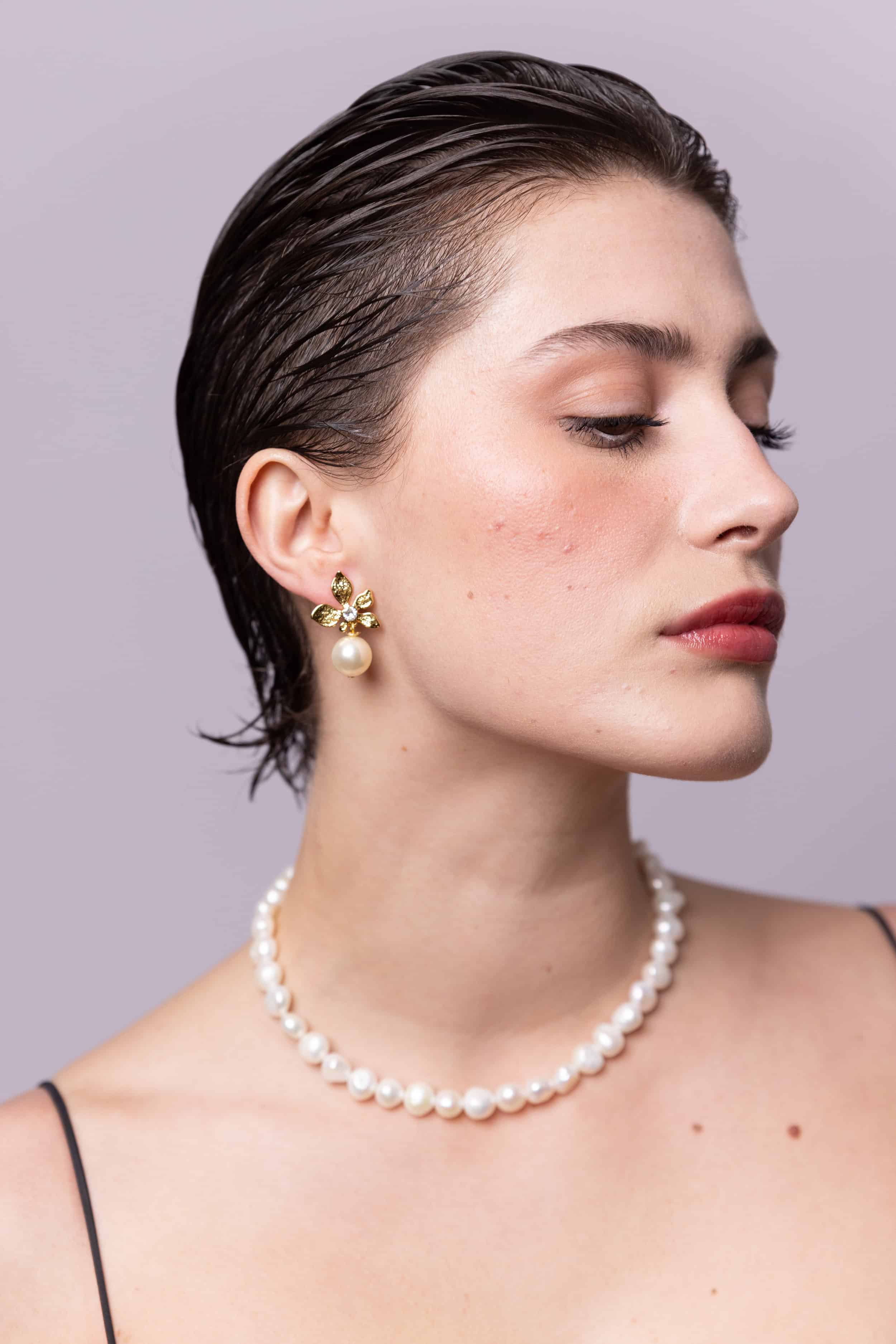 Silver-Plated Botanical Pierced Earrings