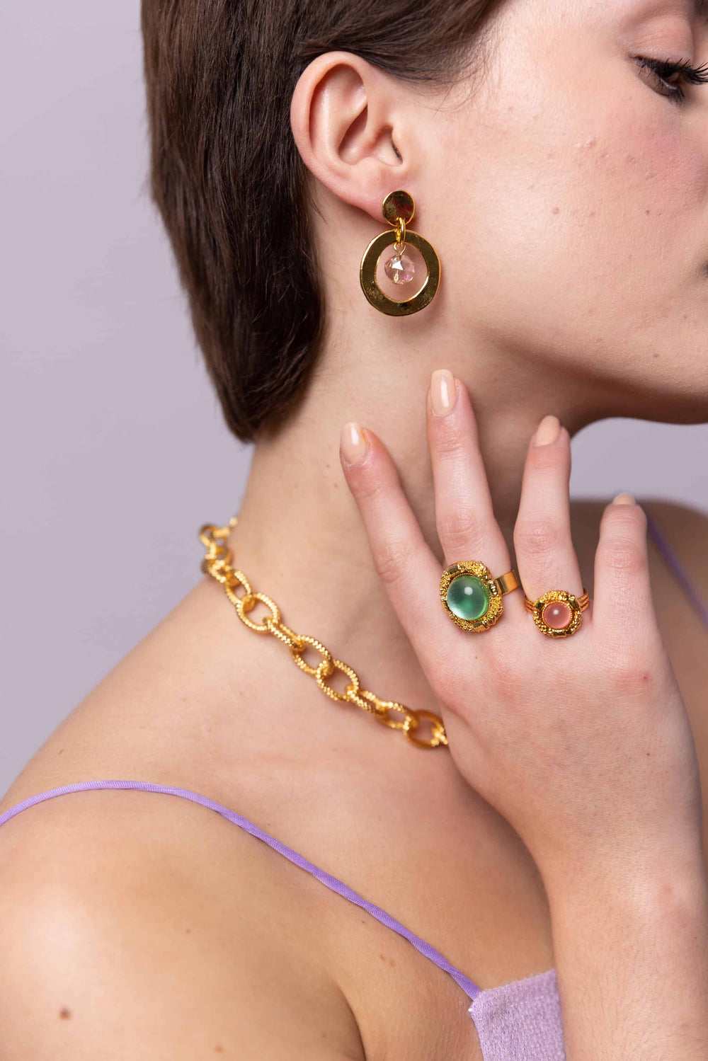 Boucles D'oreilles Percées Doré 1001 Nuits