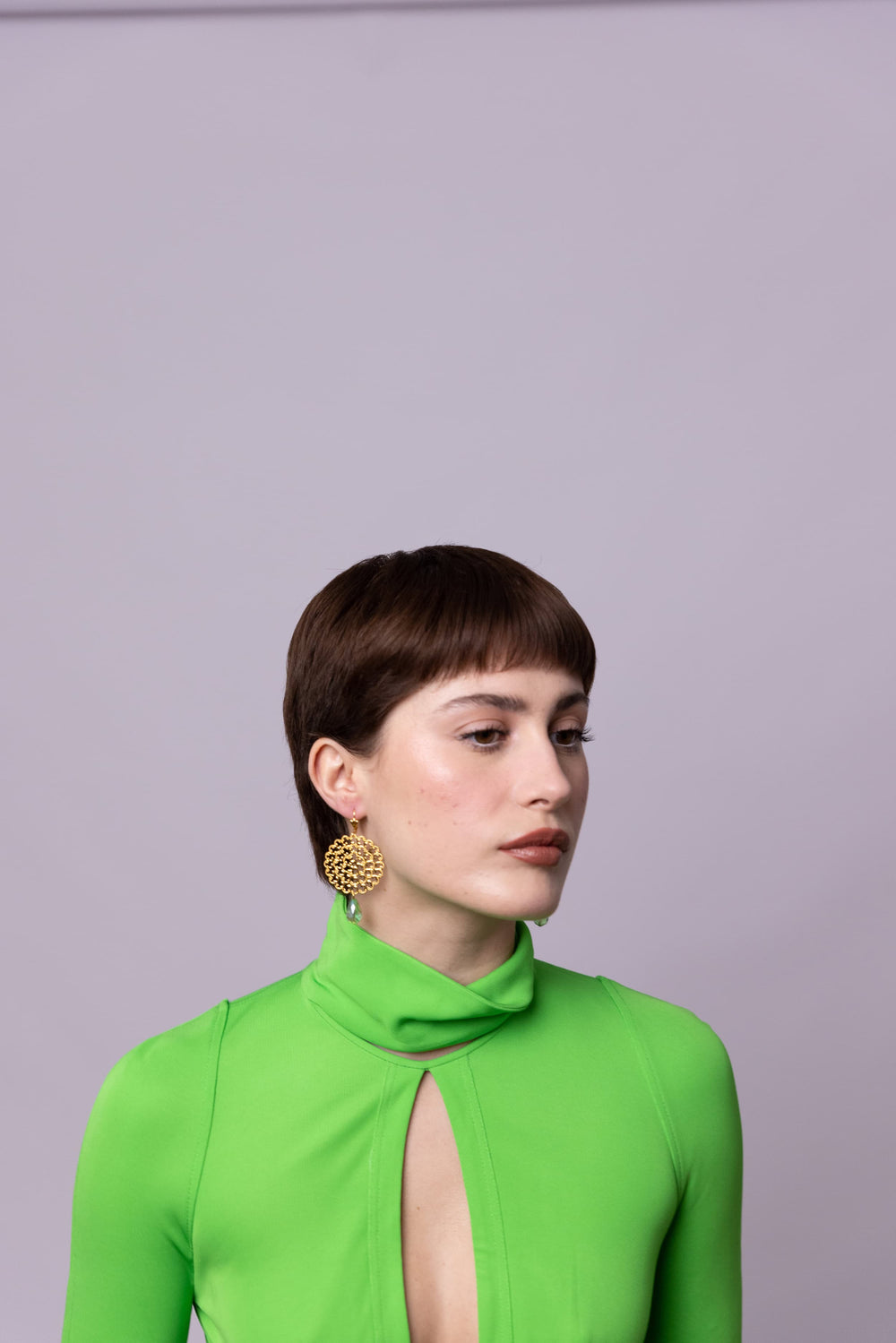Maitika Gold Pierced Earrings
