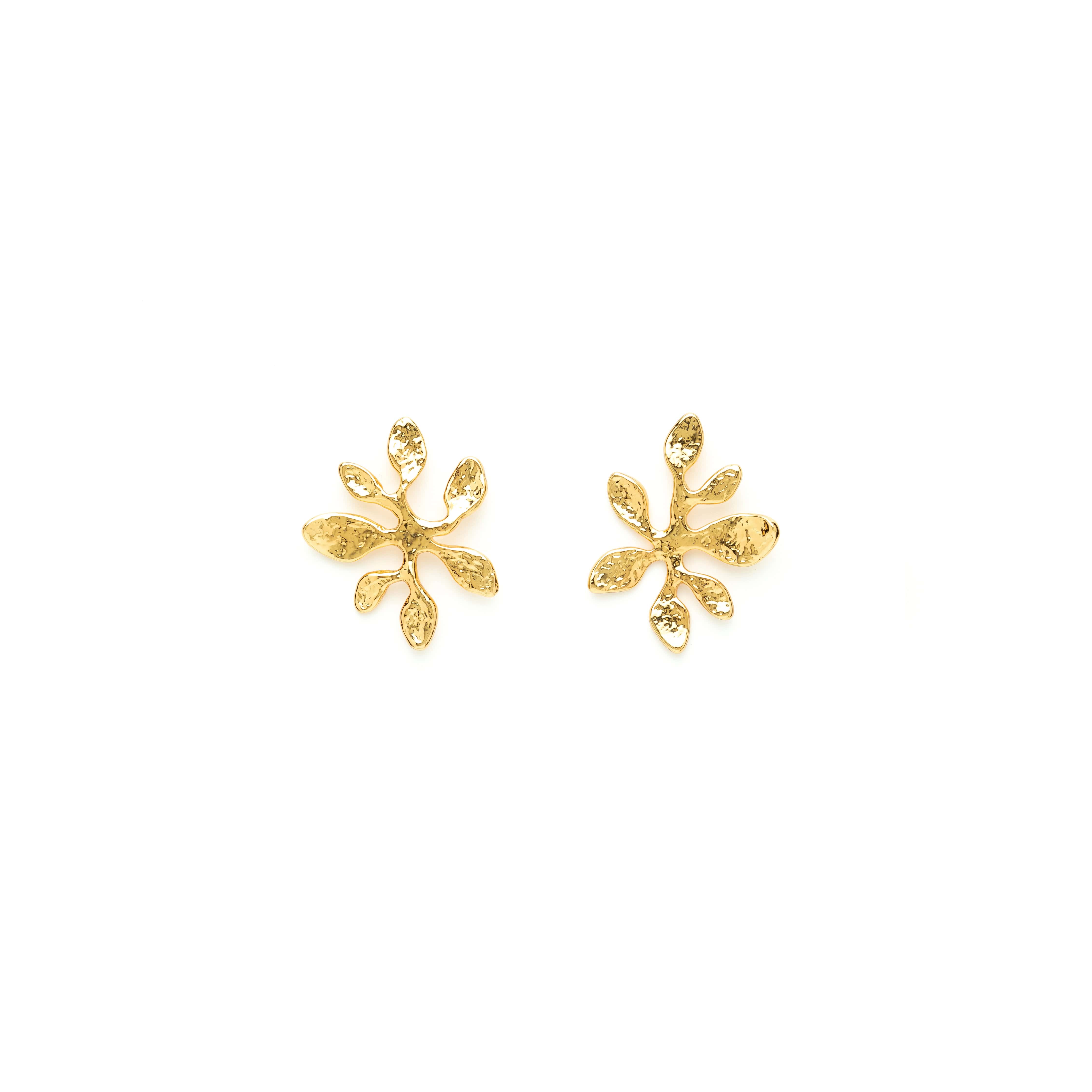 Pierced Gold Botanical Earrings