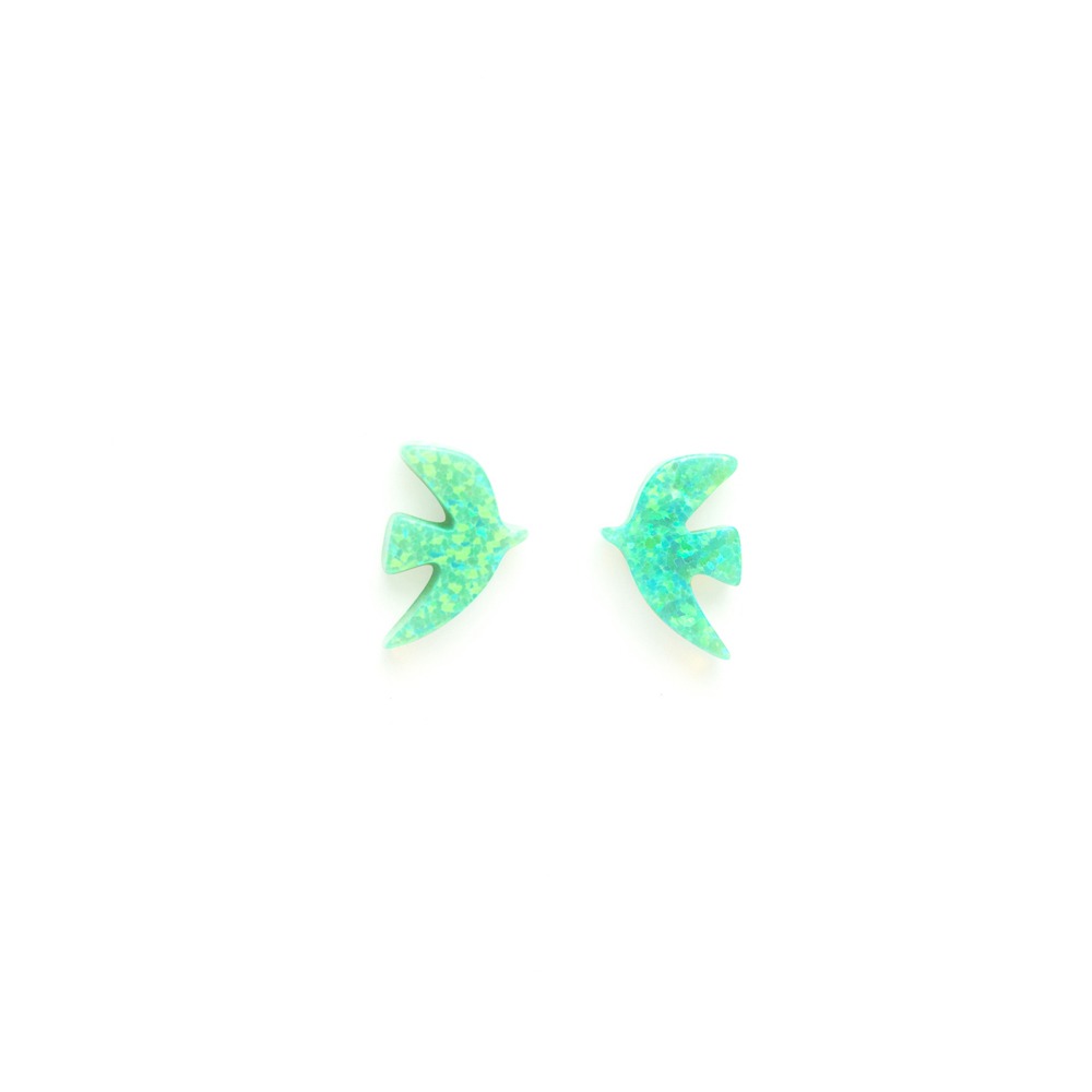 Pierced Silver Opal Earrings