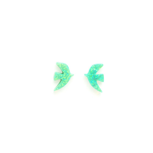 Pierced Silver Opal Earrings