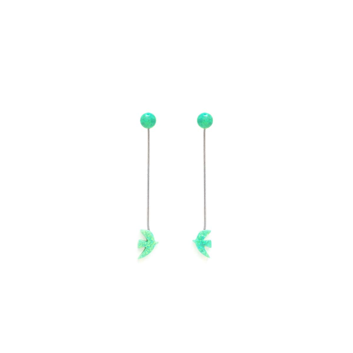 Silver Opaline Pierced Earrings