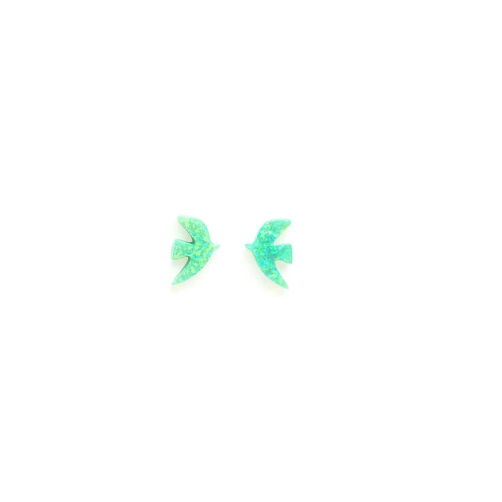 Pierced Silver Opal Earrings