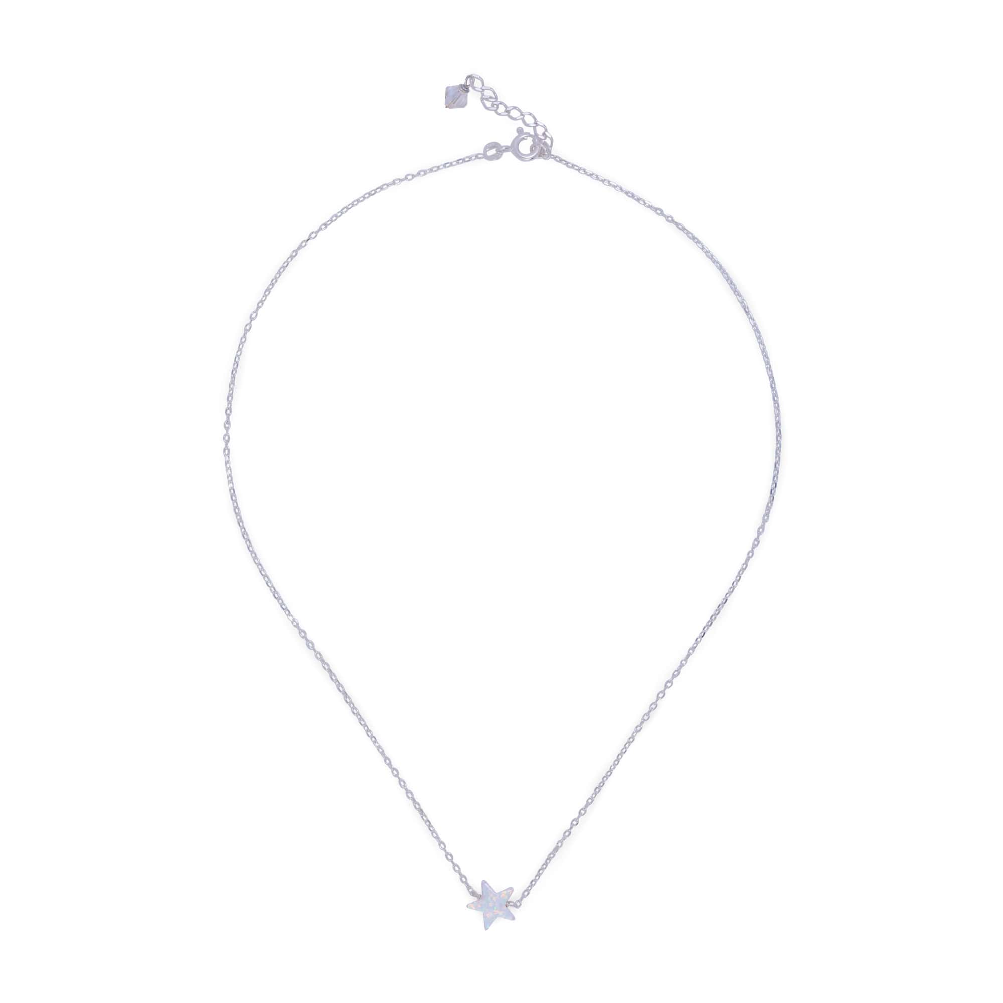 Collier Argent Opaline