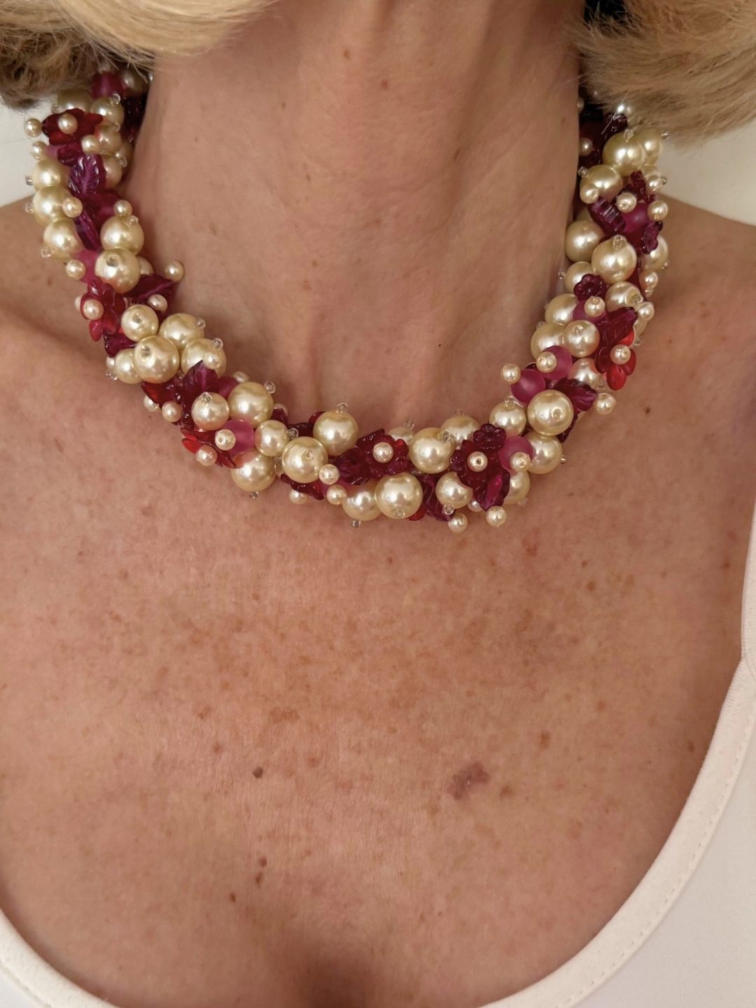 Collier Héritage Bouquet Cerise
