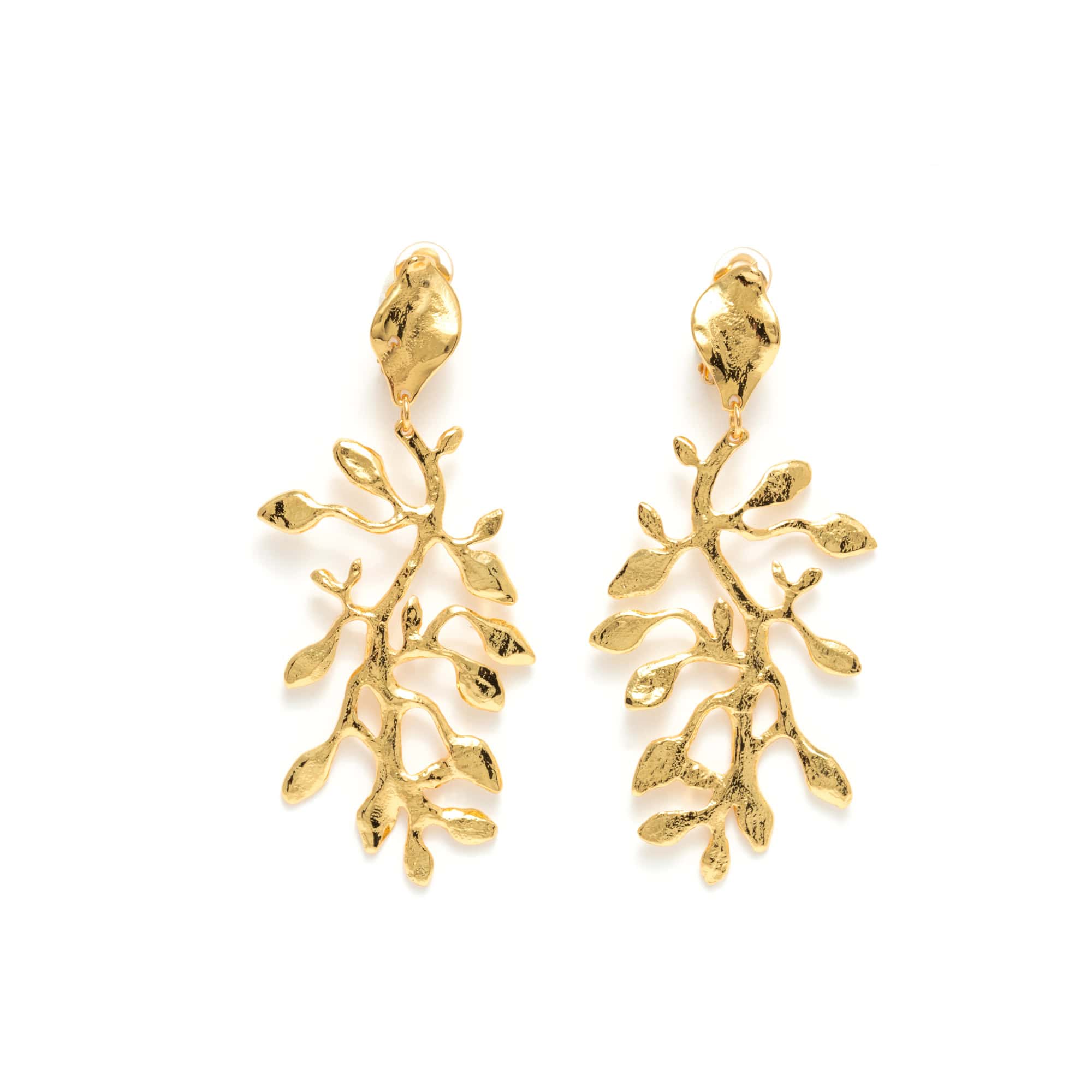 Gold Botanical Clip-On Earrings