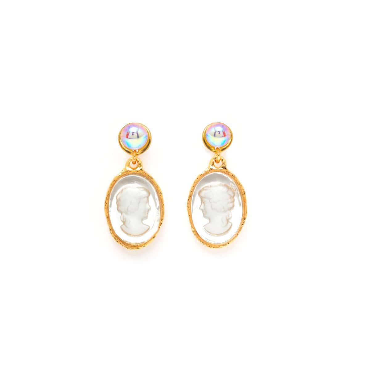 Gold-plated pierced earrings Unexpected Encounter