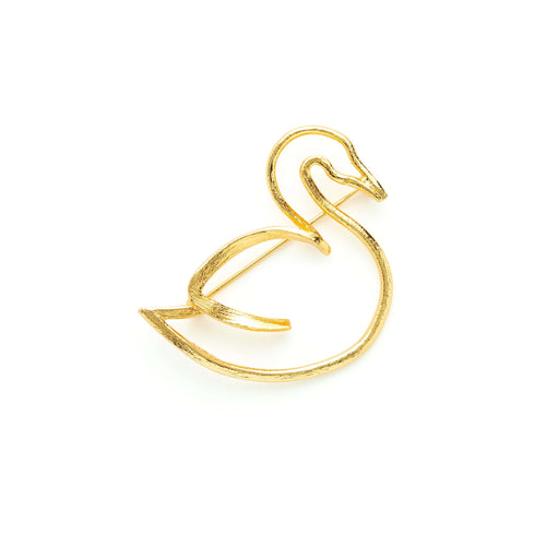 Broche doré Cygne