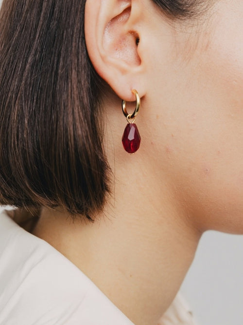 Charms Doré Boucles D'oreilles Rouge Glamour