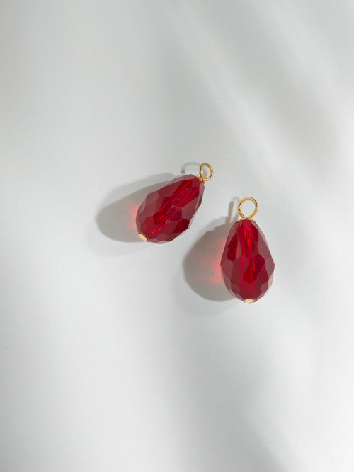 Charms Doré Boucles D'oreilles Rouge Glamour