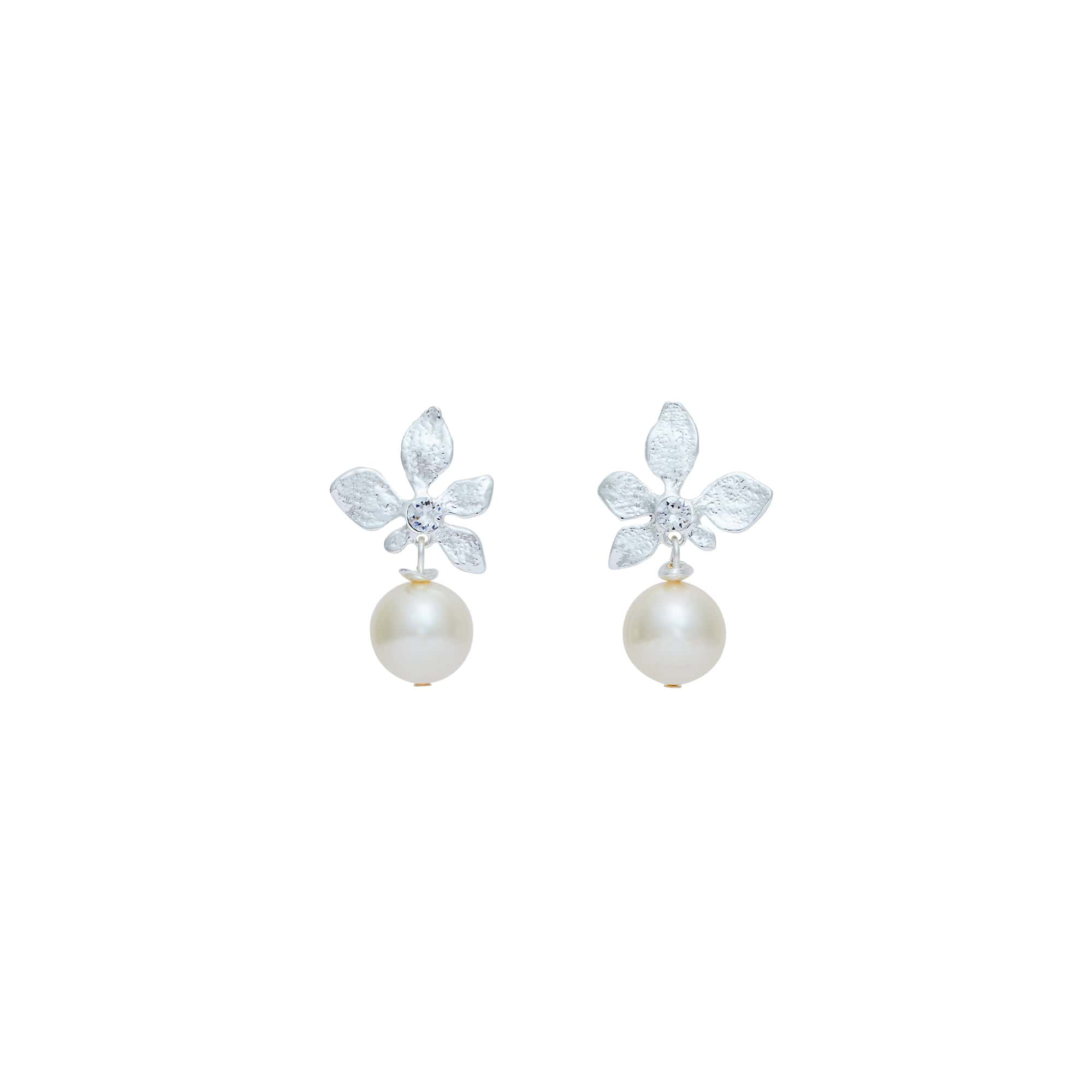 Silver-Plated Botanical Pierced Earrings