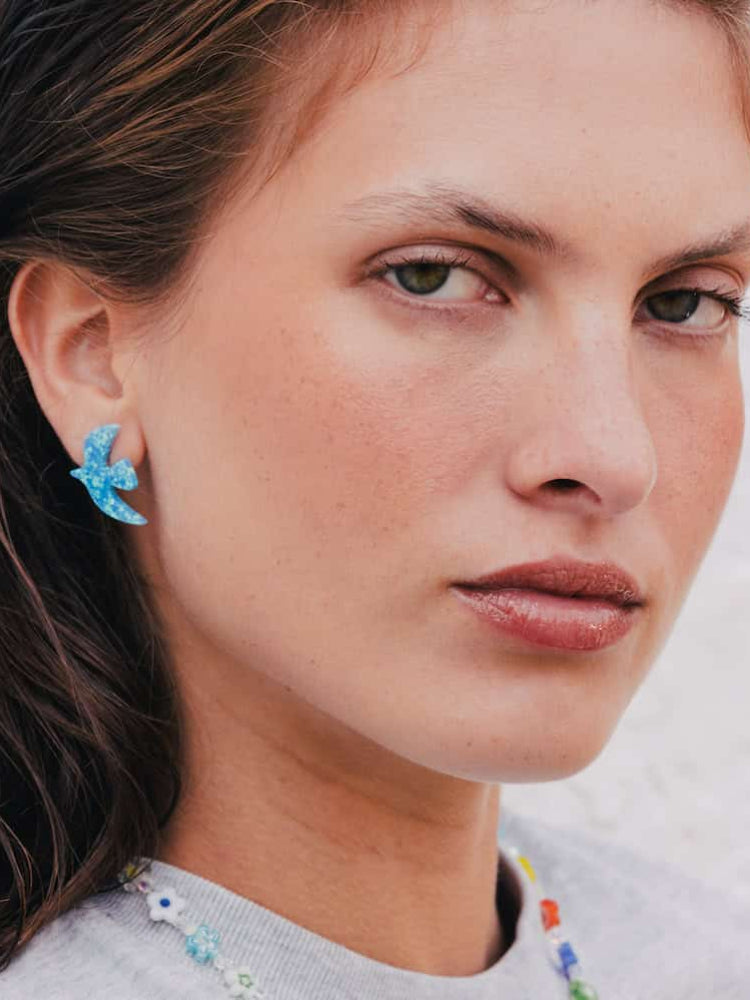 Boucles d'Oreilles Percées Argent Opaline