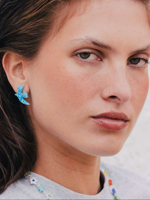 Boucles d'Oreilles Percées Argent Opaline