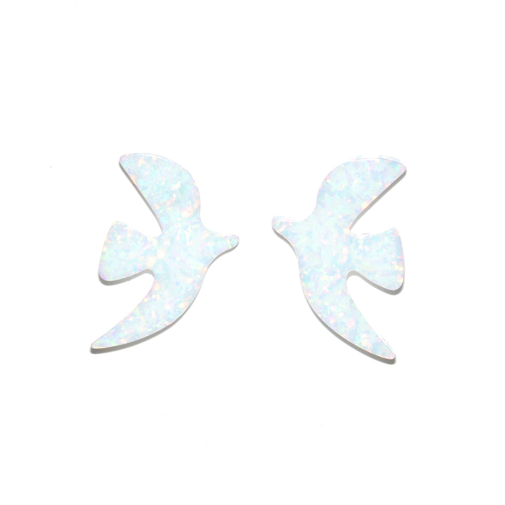 Pierced Silver Opal Earrings