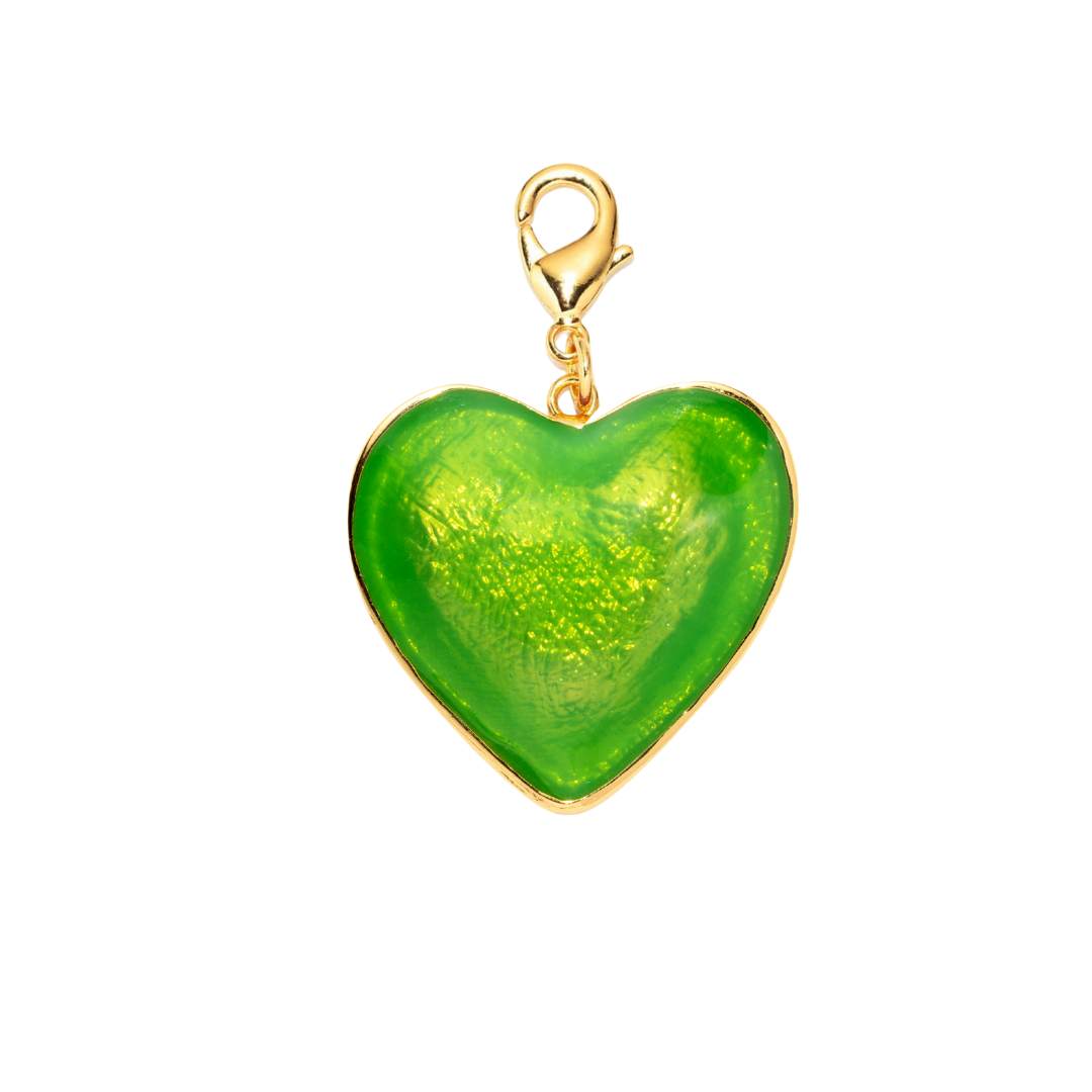 Lime Green Love Heart Charm Bead