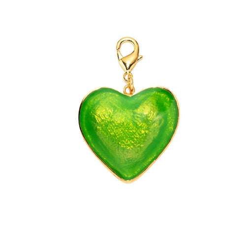 Lime Green Love Heart Charm Bead