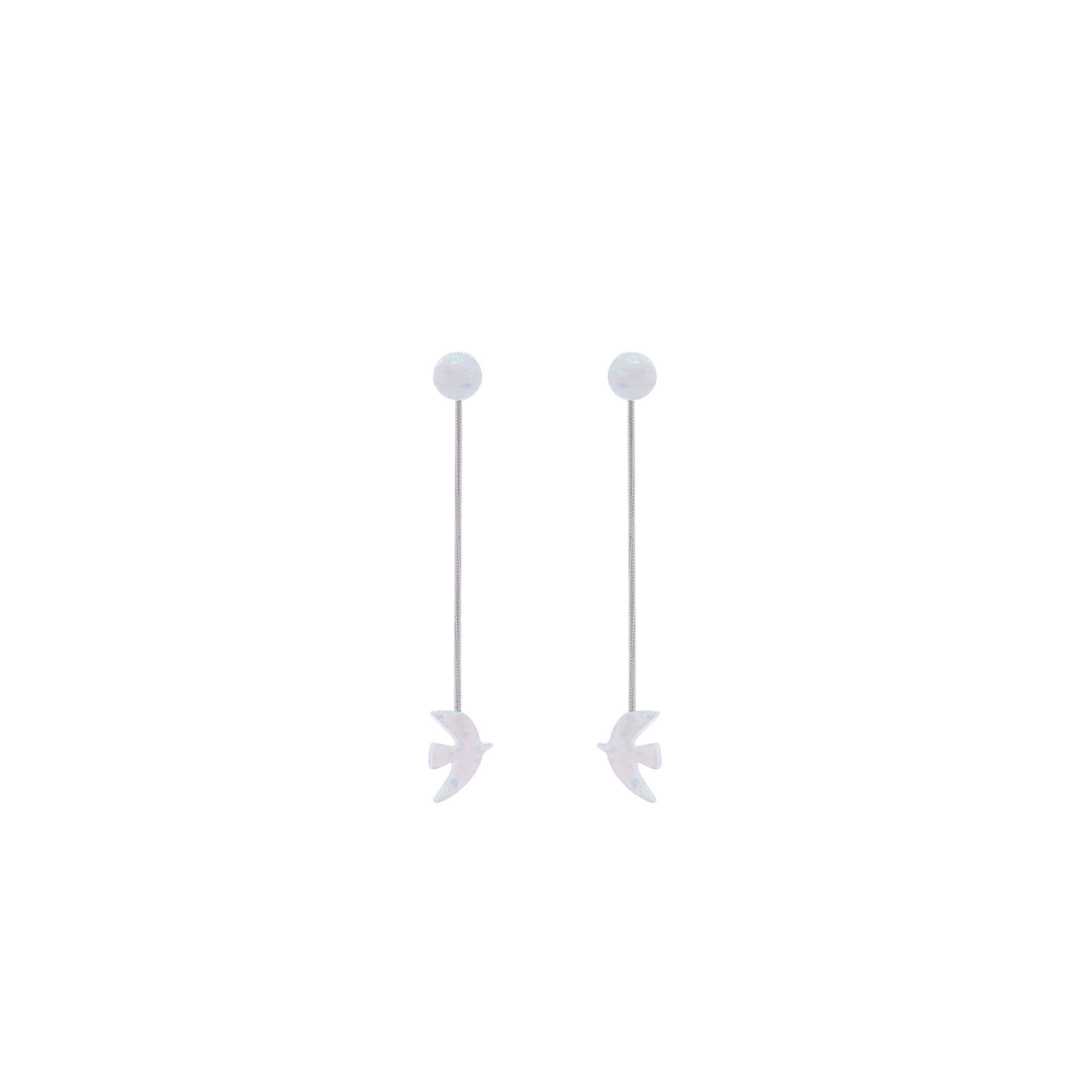 Silver Opaline Pierced Earrings