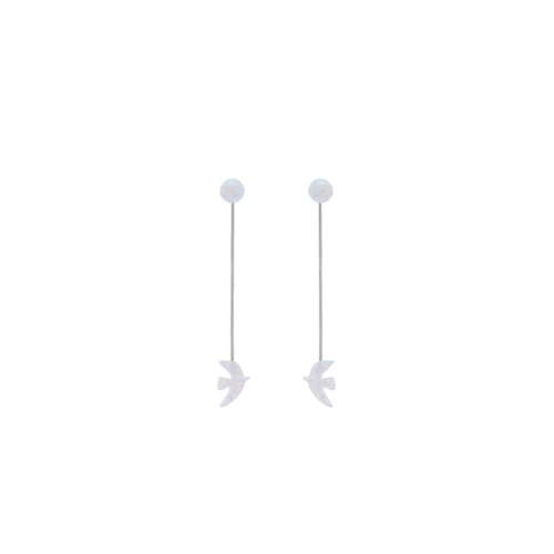 Boucles D'Oreilles Percées Argent Opaline