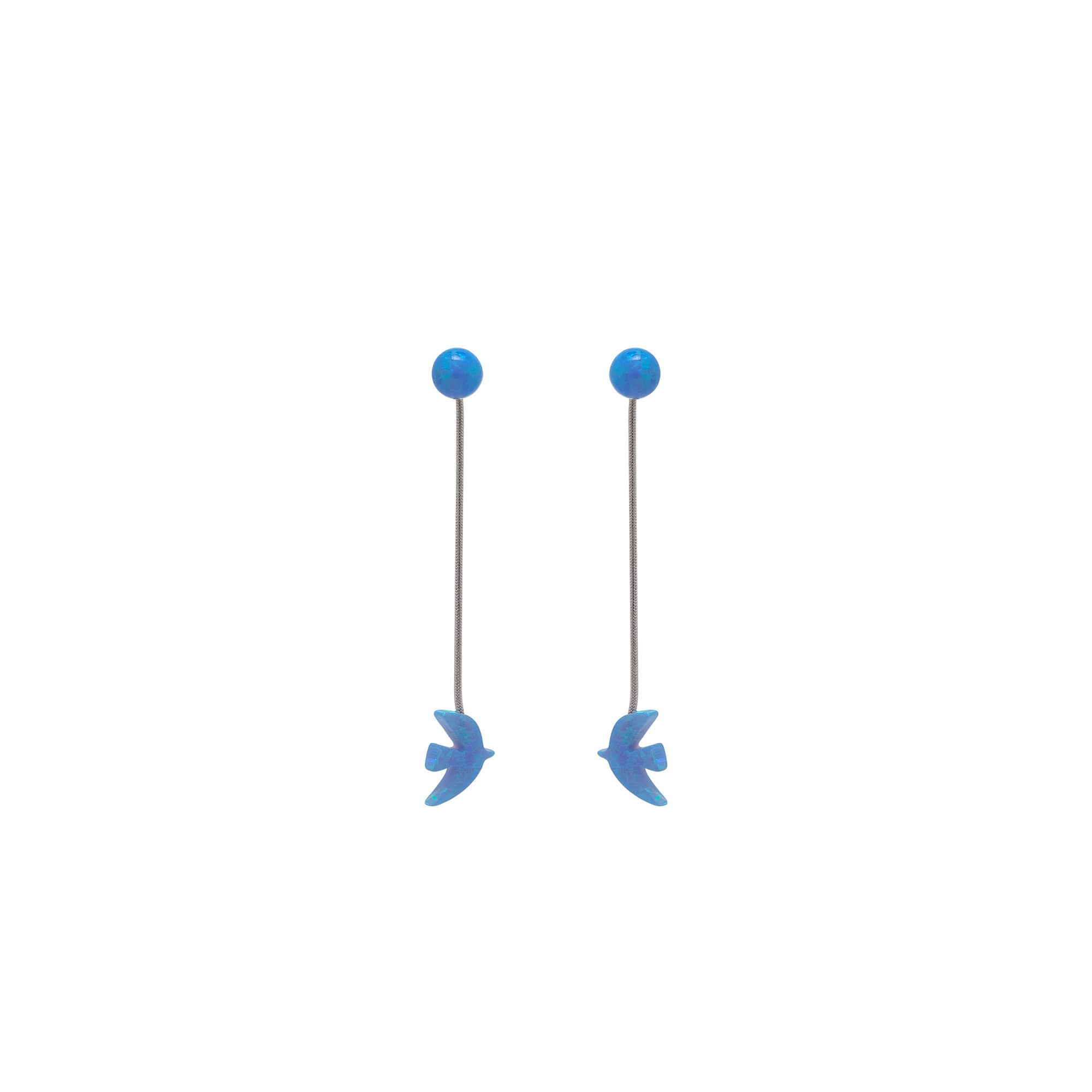 Silver Opaline Pierced Earrings