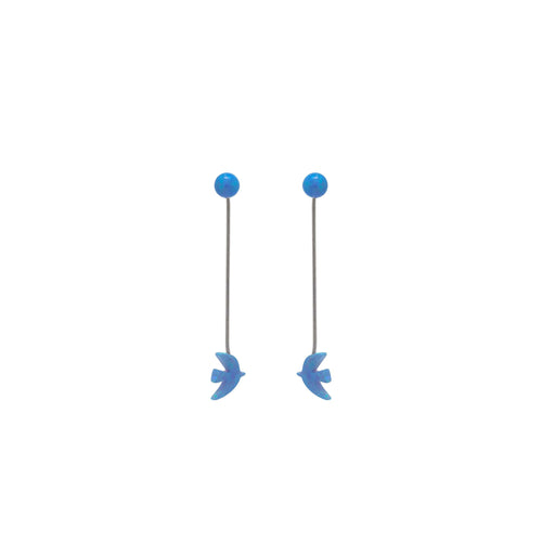 Silver Opaline Pierced Earrings