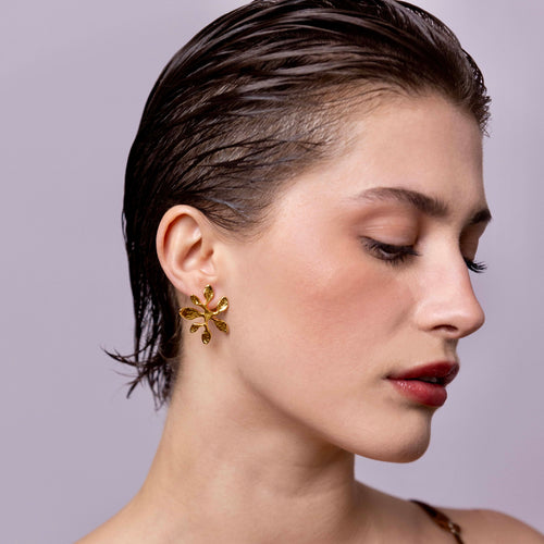 Boucles D'Oreilles Percées Doré Végétal