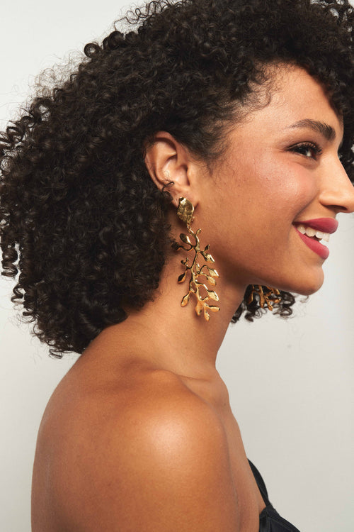 Boucles D'oreilles Clips Doré Végétal