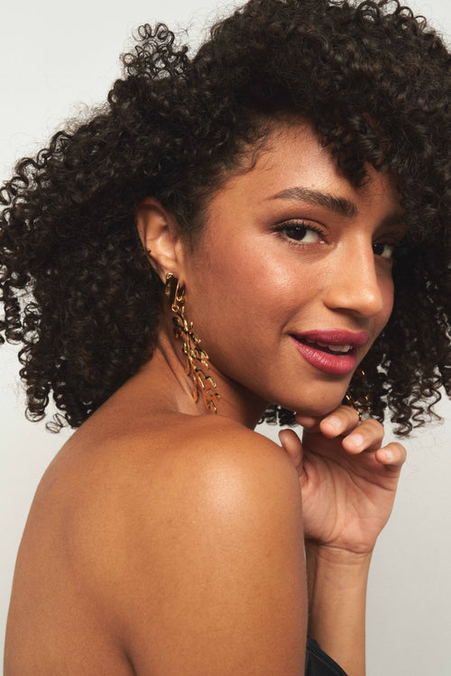 Boucles D'oreilles Clips Doré Végétal