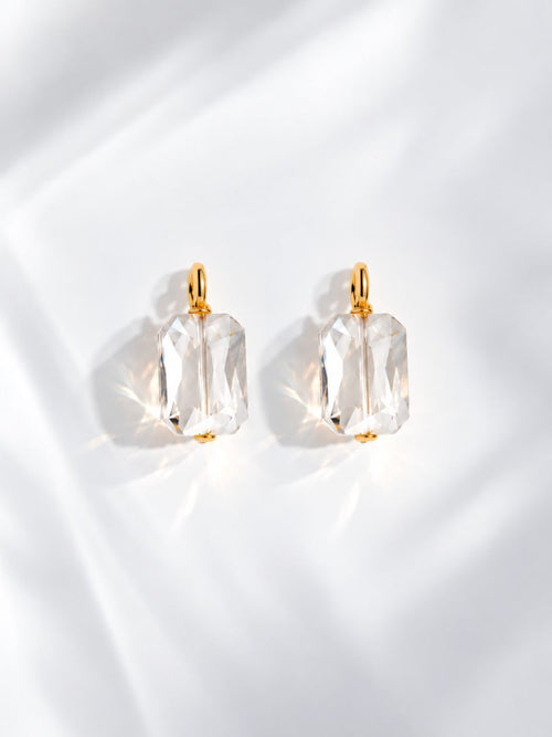 Charms Doré Boucles D'oreilles Cristal Carré