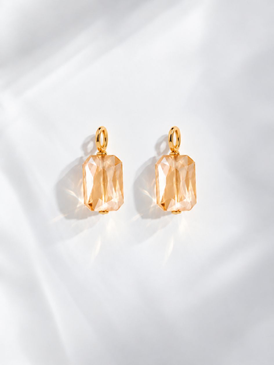 Charms Doré Boucles D'oreilles Cristal Rose
