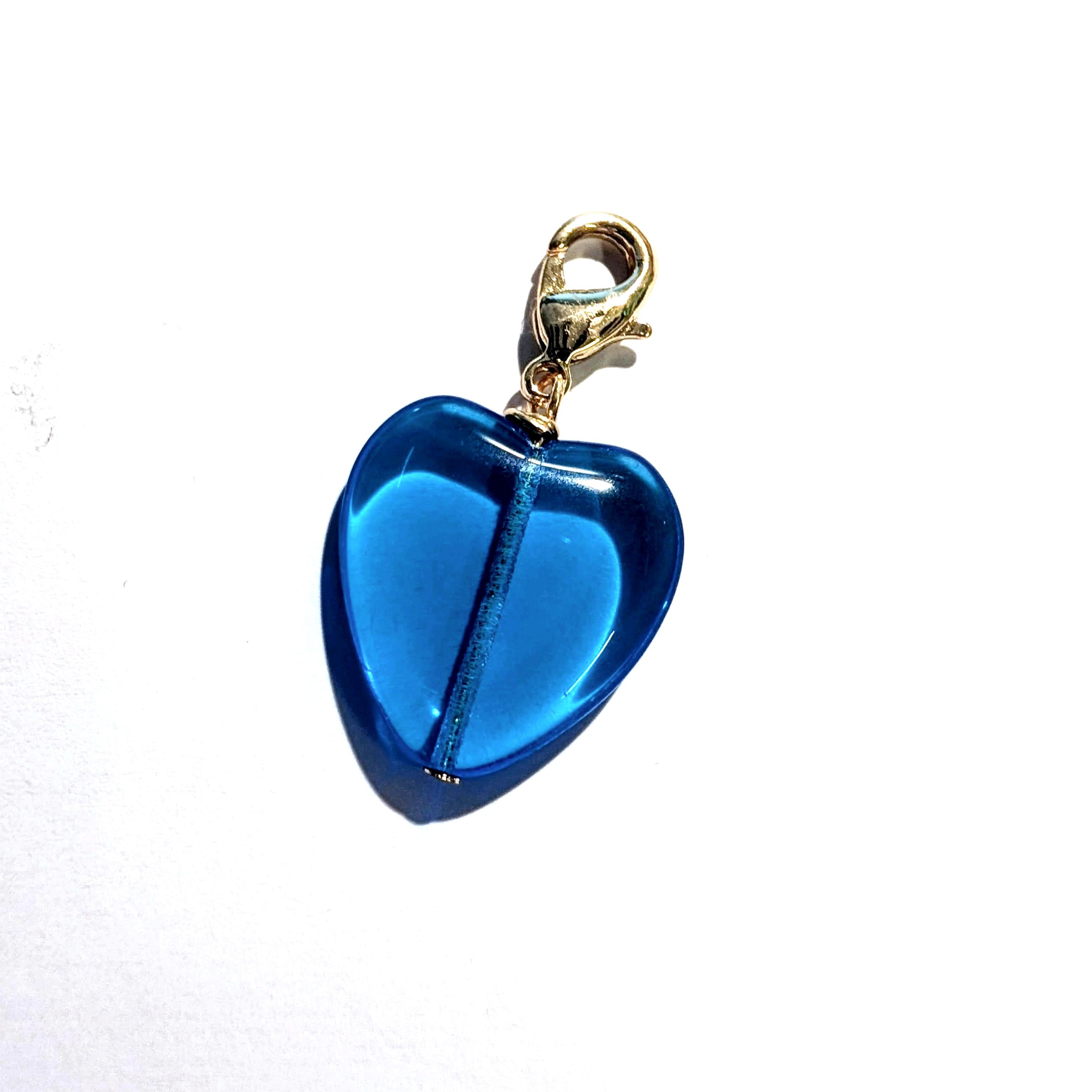 Golden Blue Sweetness Heart Charm Bead