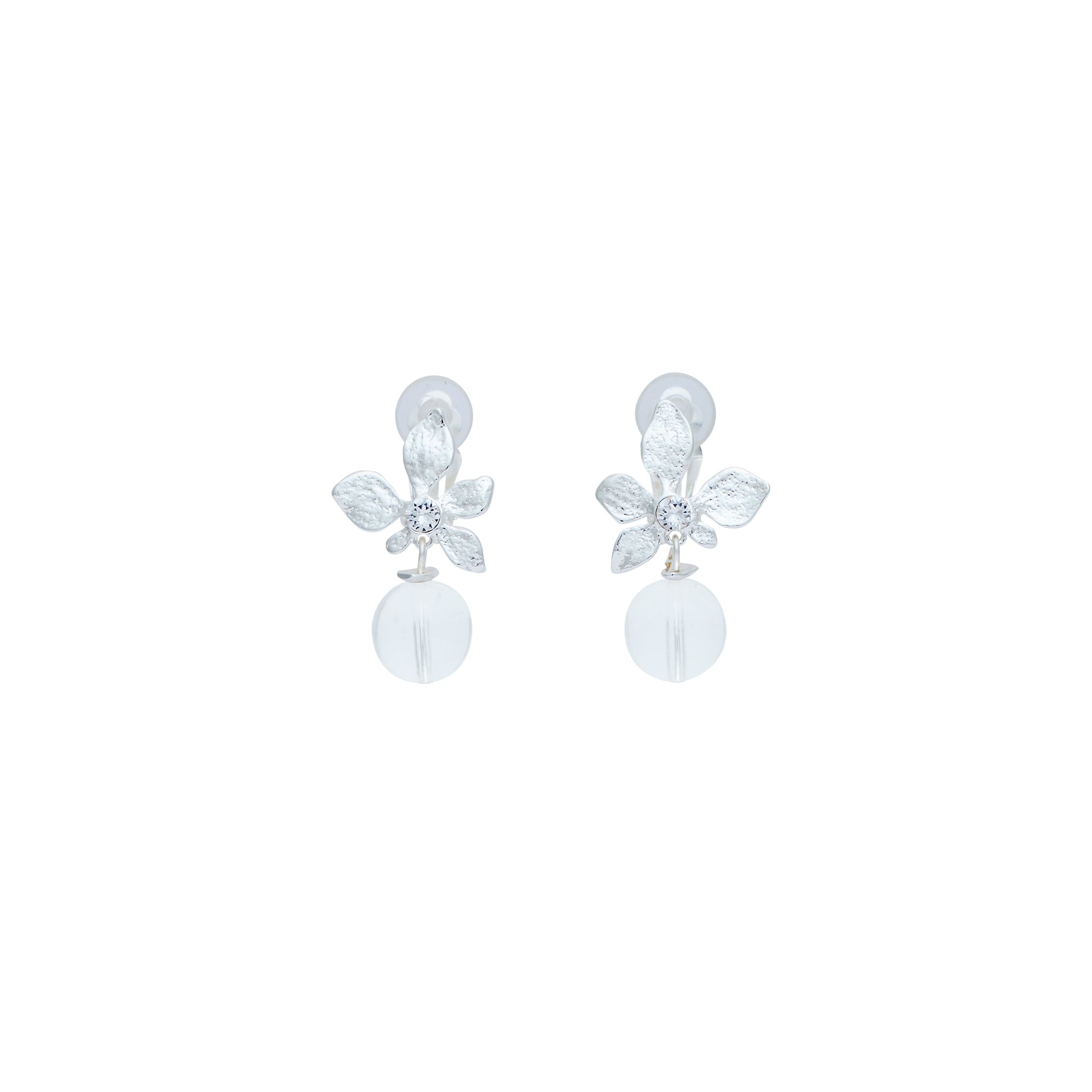 Silver-Plated Botanical Clip-On Earrings