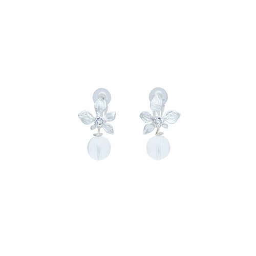 Silver-Plated Botanical Clip-On Earrings