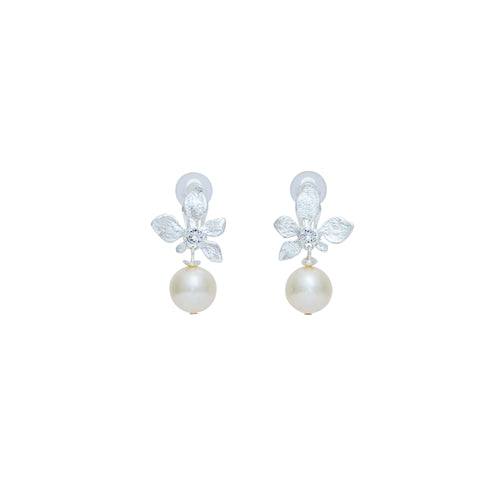 Silver Botanical Clip-On Earrings